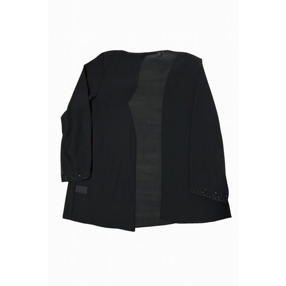 R&M Richards Jacket Tank Set 32W Black Sequins Trim Sheer Sleeves Holiday Party - Picture 13 of 13